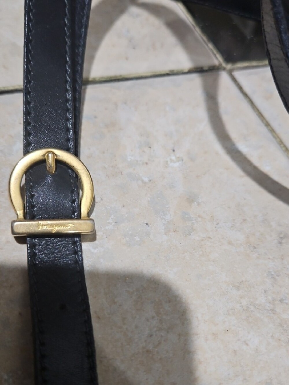 Vintage Salvatore Ferragamo Leather Black Shoulder Bag w/Gold Hardware & COA - Picture 7 of 16